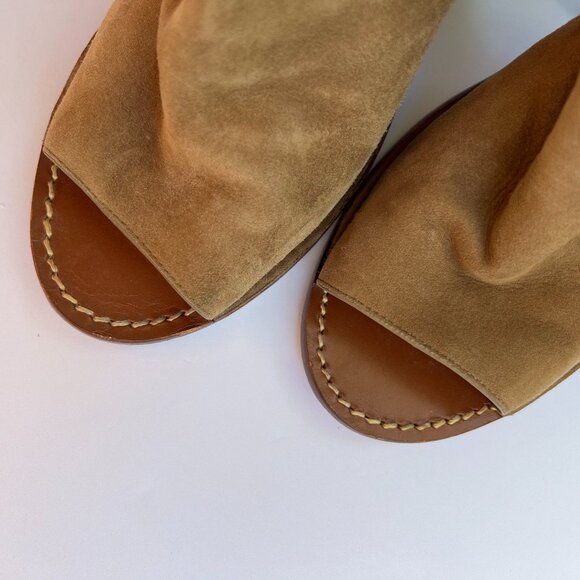 Tory Burch Suede Gemini Link Slingback Open Toe Boot Sandals - Picture 5 of 7